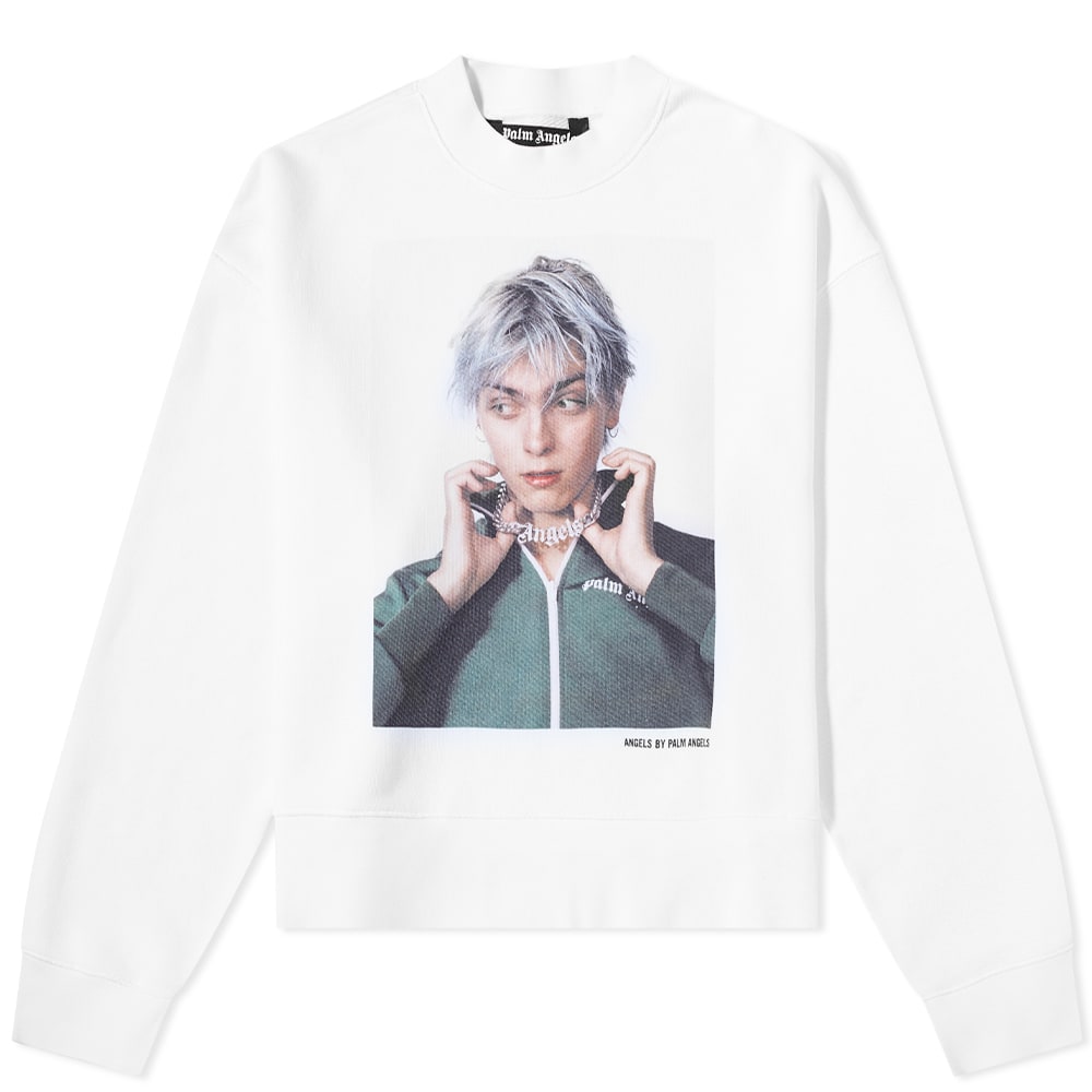 Sweater Palm Angels x David Sims Oversized Print Crewneck Hvid | PMBA026F22FLE0060155, 0
