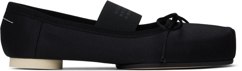 Sneakers og sko Maison Margiela MM6 Maison Margiela Satin Pointe Logo Ballerina Flats Sort | S59WZ0100 P5560