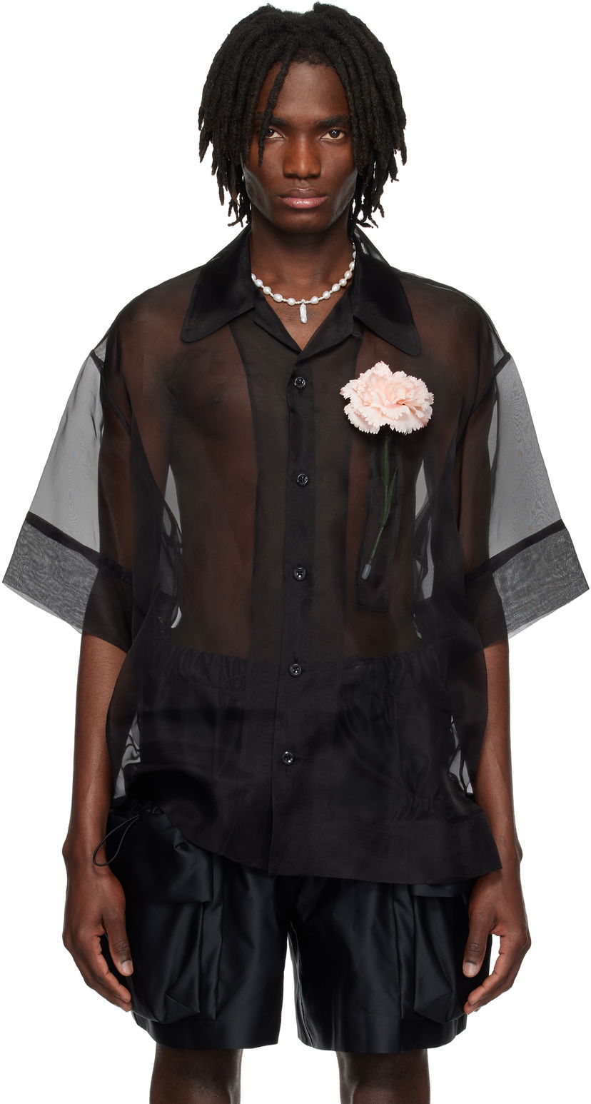 Skjorte Simone Rocha Simone Rocha Carnation Pocket Boxy Shirt Sort | 5332 0360