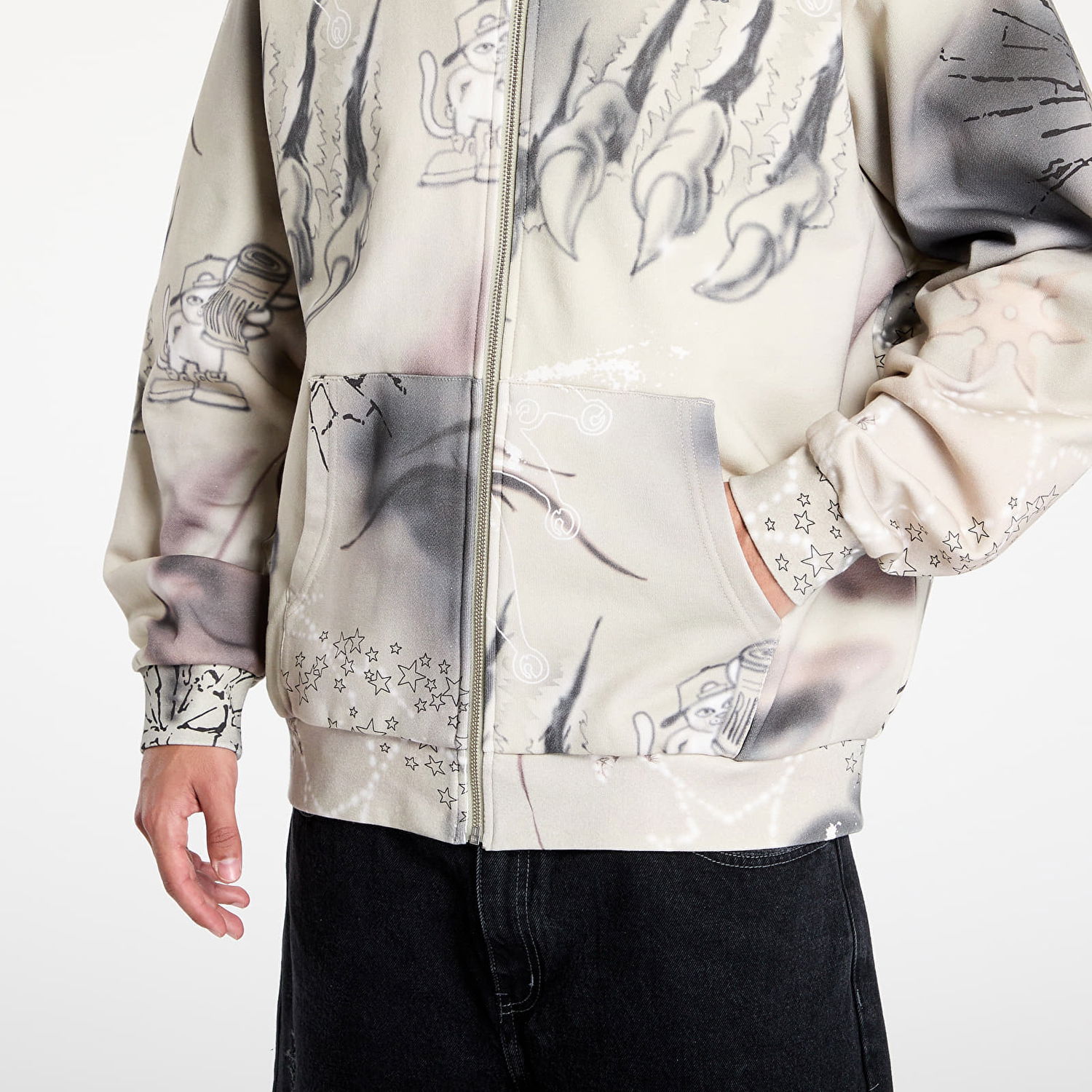 Sweatshirt RIPNDIP RIPNDIP Stargazing Zip Up Hoodie Beige | RNDSUM25108, 1