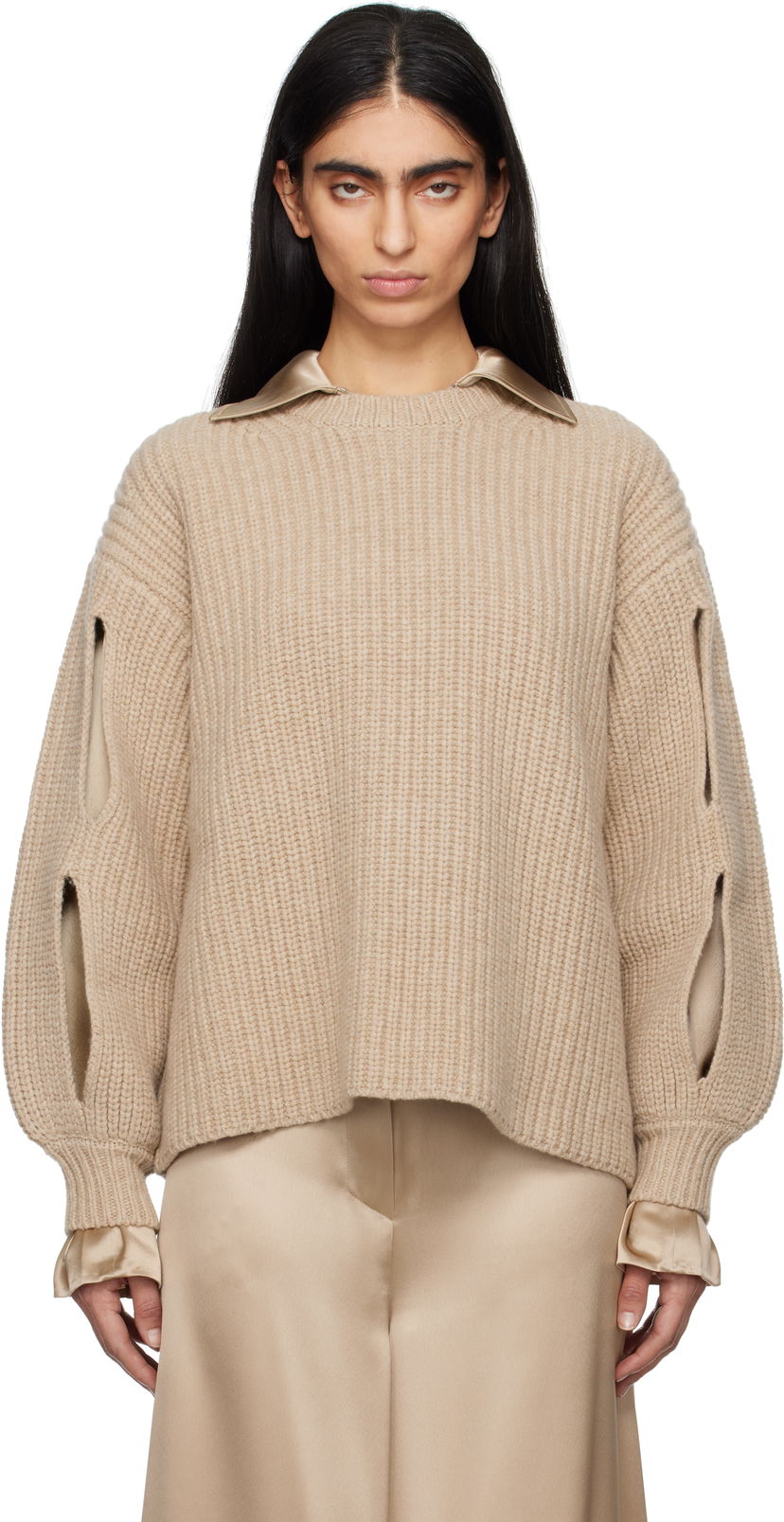 Sweater Nanushka Nanushka Jacint Cutout Detail Sweater Beige | NW25RSSW11674