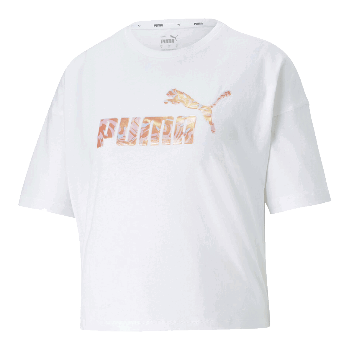 Crop top Puma Floral Vibes Cropped Tee Hvid | 671594-02, 0