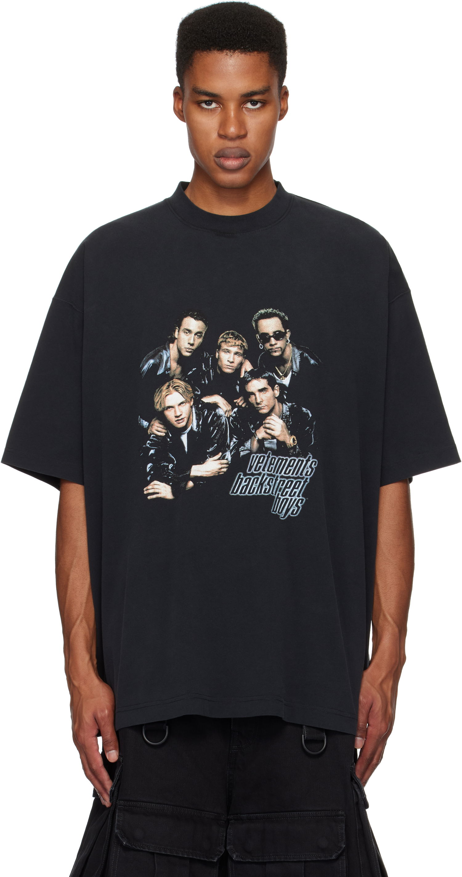 T-shirt VETEMENTS 'Backstreet Boys' Oversized Graphic T-Shirt Sort | UA66TR620B, 0