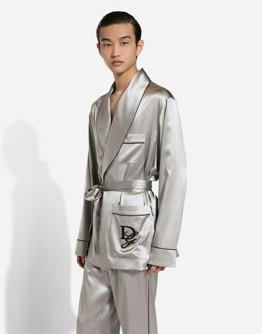 Pyjamas Dolce & Gabbana Silk Satin Robe Gray Grå | G2TQ4ZFU1AUN2613, 3