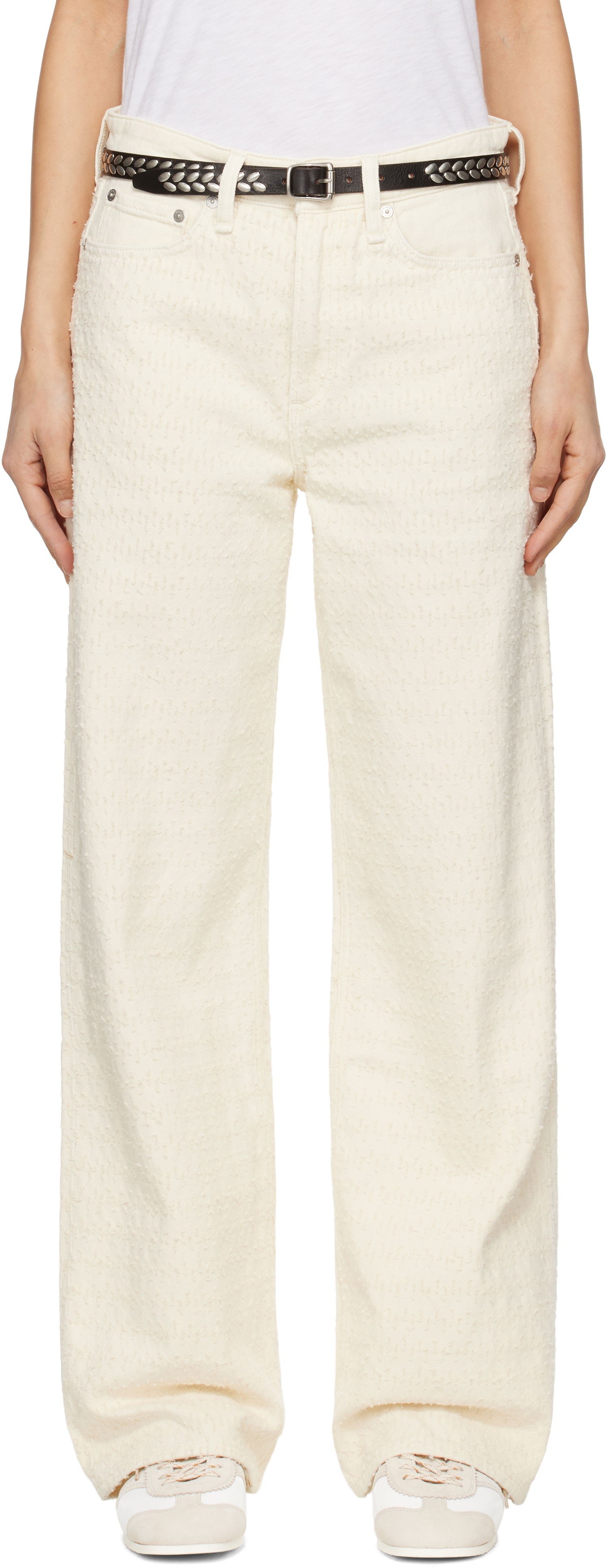 Bukser rag & bone rag & bone Logan Mid-Rise Wide Leg Jeans Hvid | WDD25S2935RGET, 0