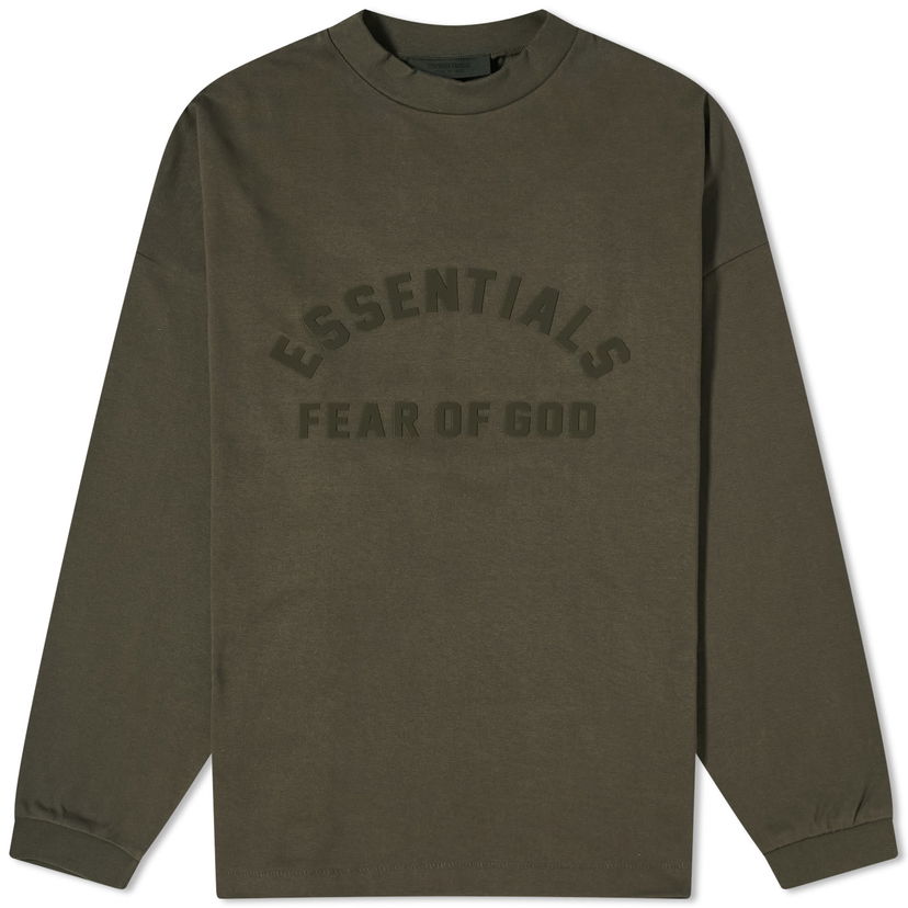 T-shirt Fear of God ESSENTIALS Long Sleeve Printed T-Shirt Grøn | 125SP242010F