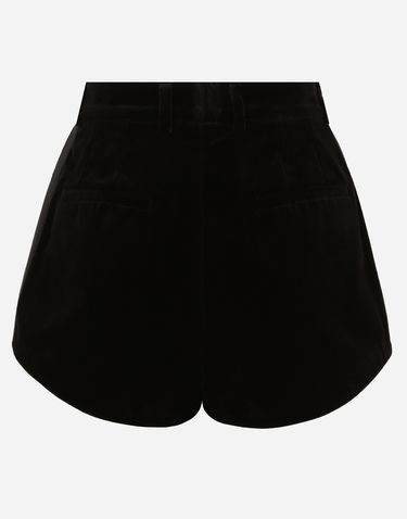 Shorts Dolce & Gabbana High-waisted Tuxedo Velvet Shorts Sort | FTC8HTFUVG7N0000, 1