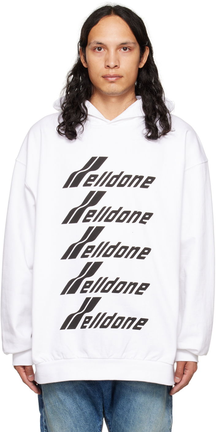 Sweatshirt We11done We11done Print Hoodie Hvid | WD-TH3-22-729-U-WH