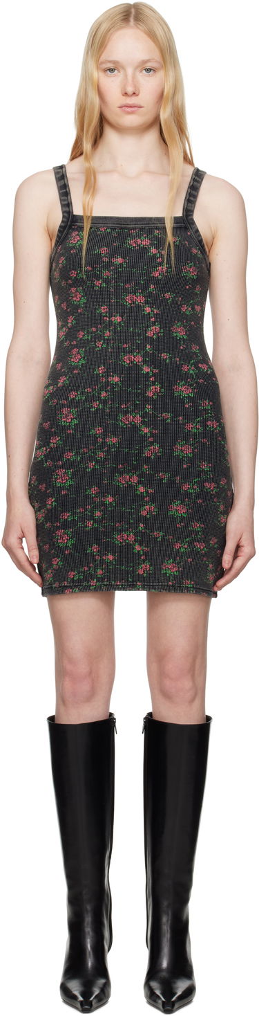 Kjole Alexander Wang Alexander Wang Floral-Print Waffle Knit Mini Dress Sort | 8C4246605P, 0
