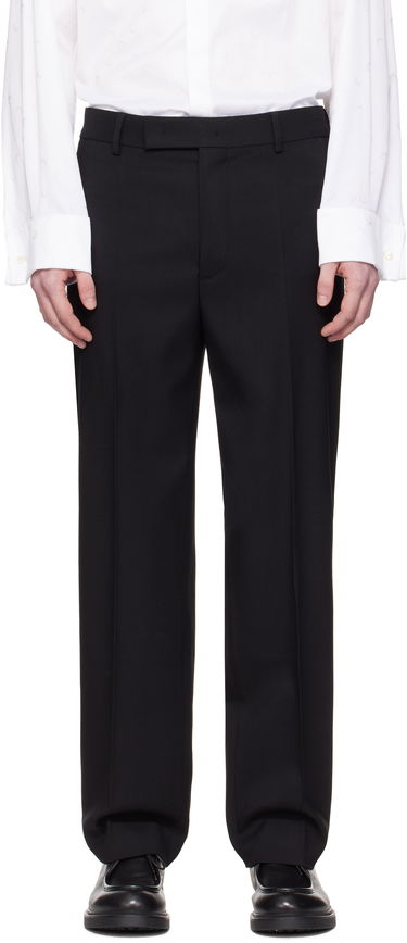 Bukser Marine Serre Marine Serre Virgin Wool Twill Pleated Trousers Sort | MPA069A RWOV0001, 0