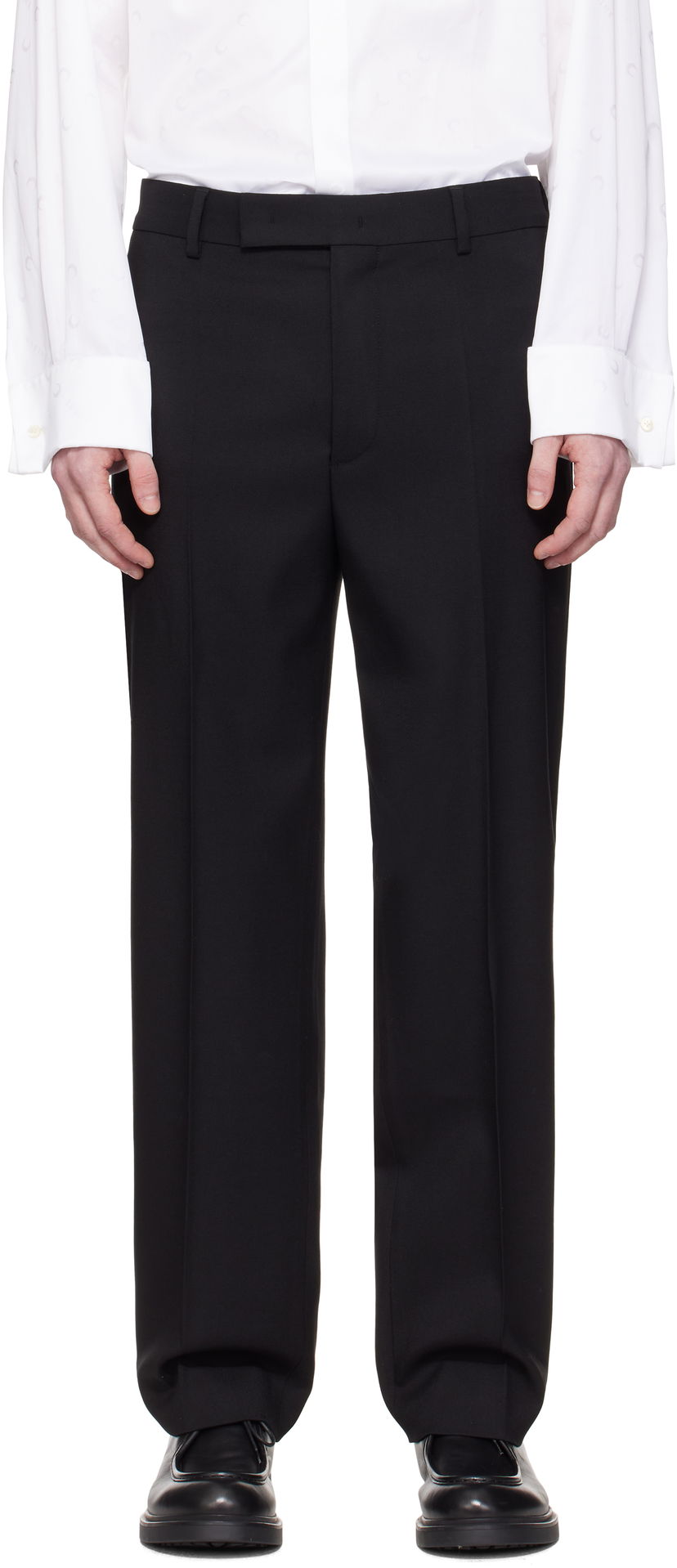 Bukser Marine Serre Marine Serre Virgin Wool Twill Pleated Trousers Sort | MPA069A RWOV0001