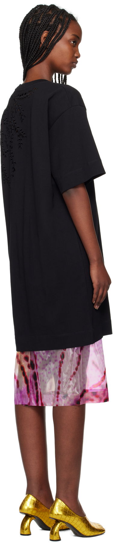 T-shirt Dries Van Noten Dries Van Noten Embroidered T-Shirt Minidress Sort | 251-011151-1603, 2