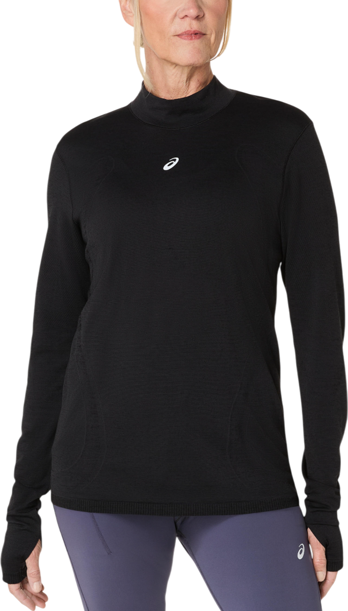 T-shirts og tank tops Asics Road Winter Seamless Long Sleeve Mock Neck Top with Thumbholes Sort | 2012d277-001, 0