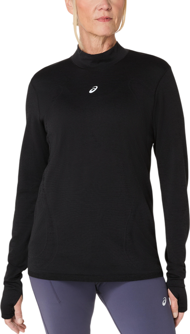 T-shirts og tank tops Asics Road Winter Seamless Long Sleeve Mock Neck Top with Thumbholes Sort | 2012d277-001, 0