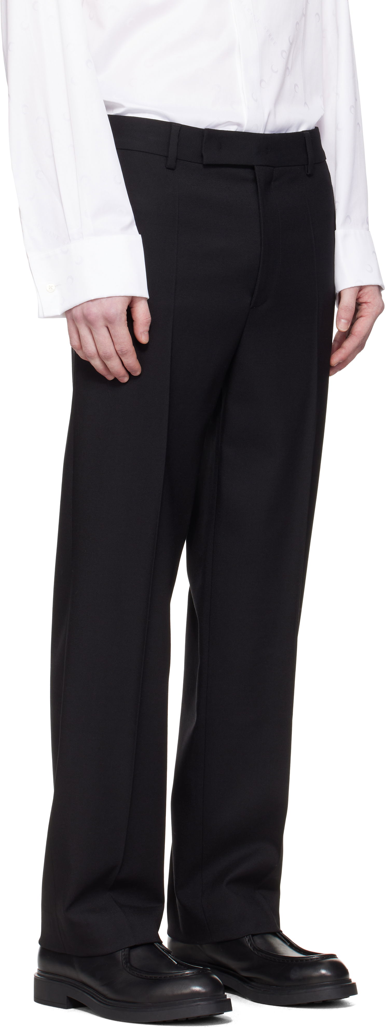 Bukser Marine Serre Marine Serre Virgin Wool Twill Pleated Trousers Sort | MPA069A RWOV0001, 1