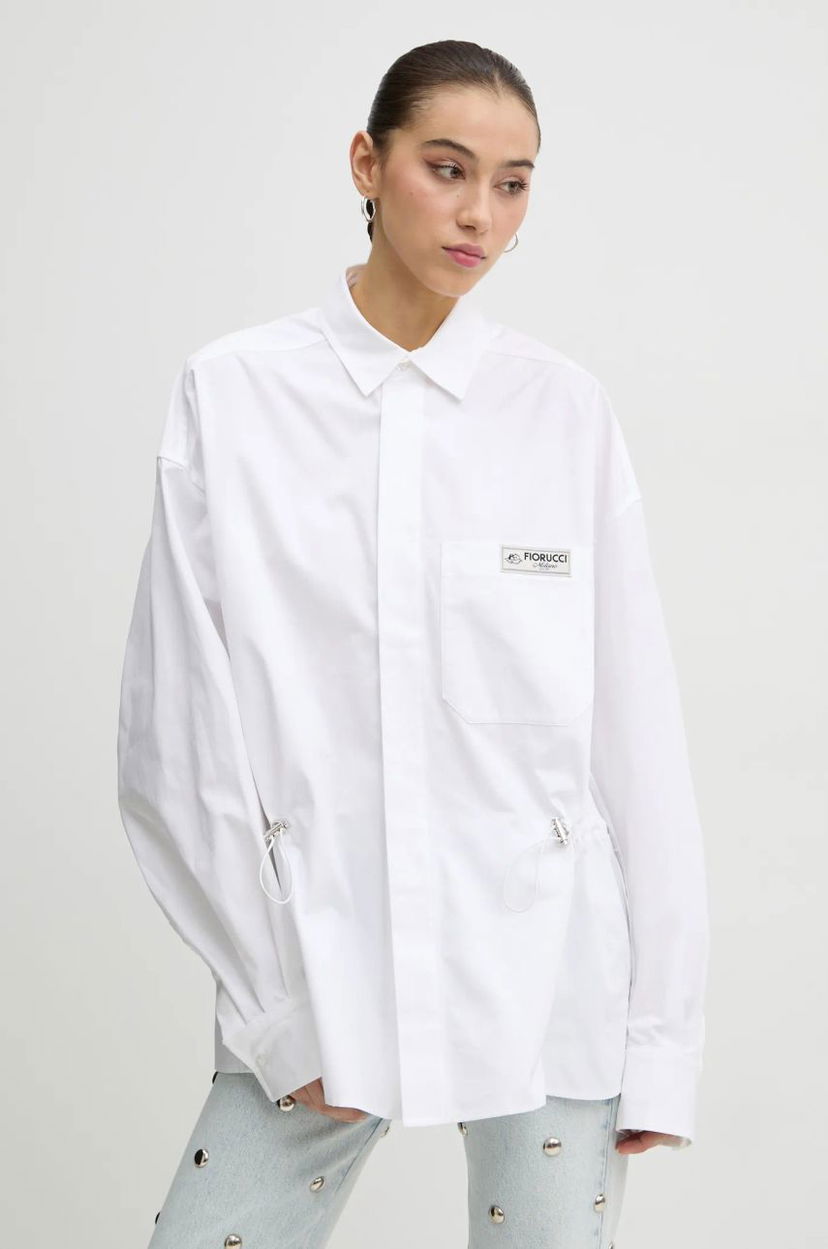 Skjorte Fiorucci Fiorucci Relaxed Fit Shirt with Classic Collar Hvid | U01FMTLO230CO02WH01