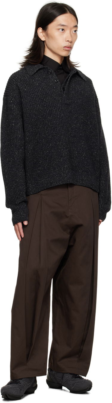 Sweater sage NATION SAGE NATION Knit Polo Sweater Sort | S098 POLO WOOL SPECKLED CHARCO, 3