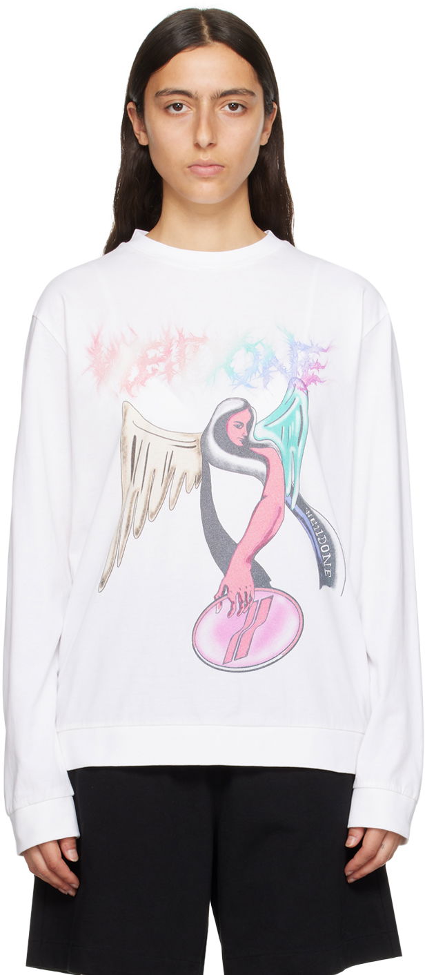 Sweatshirt We11done We11done Angel Graphic Sweatshirt Hvid | WD-TS3-23-785-U-WH