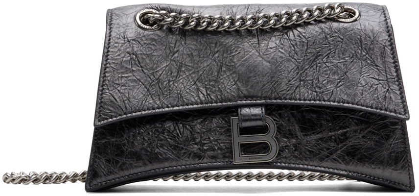 Håndtaske Balenciaga Gunmetal Crush Small Chain Bag Sort | 716351 2AATG, 0