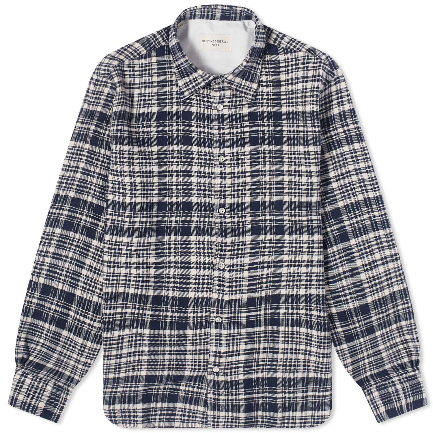 Skjorte Officine Générale Giacomo Twill Check Shirt Grå | W23MSHI015, 0
