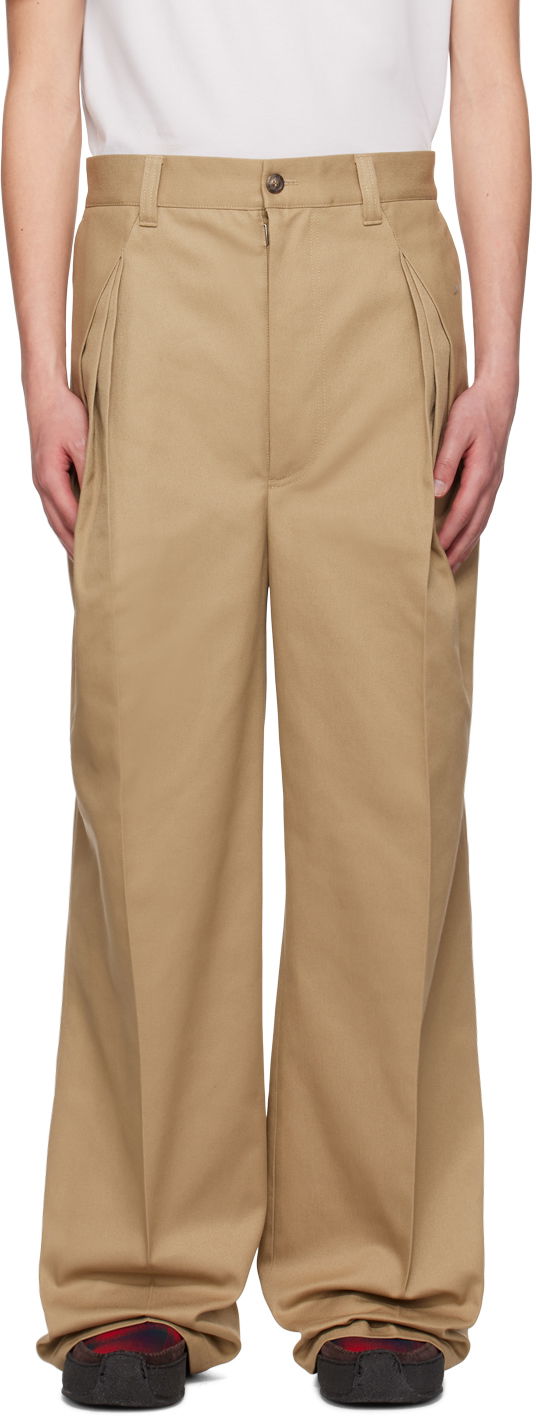 Bukser Maison Margiela Knife Pleats Wide Leg Trousers Beige | S67KA0055 S54042