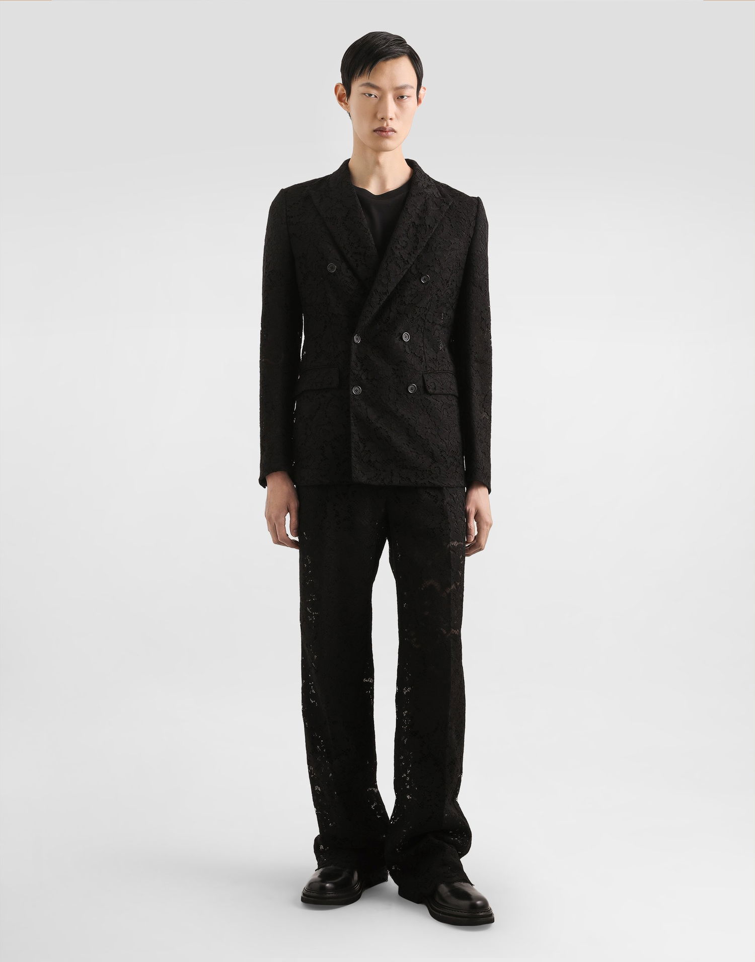 Jakke Dolce & Gabbana Dolce & Gabbana Double-breasted Cordonetto Lace Jacket Sort | G2SV7THLM5EN0000, 1
