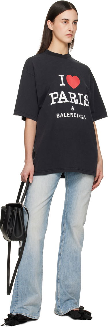 T-shirt Balenciaga Balenciaga 'I Love Paris' T-Shirt Sort | 764235 TRVU9, 3