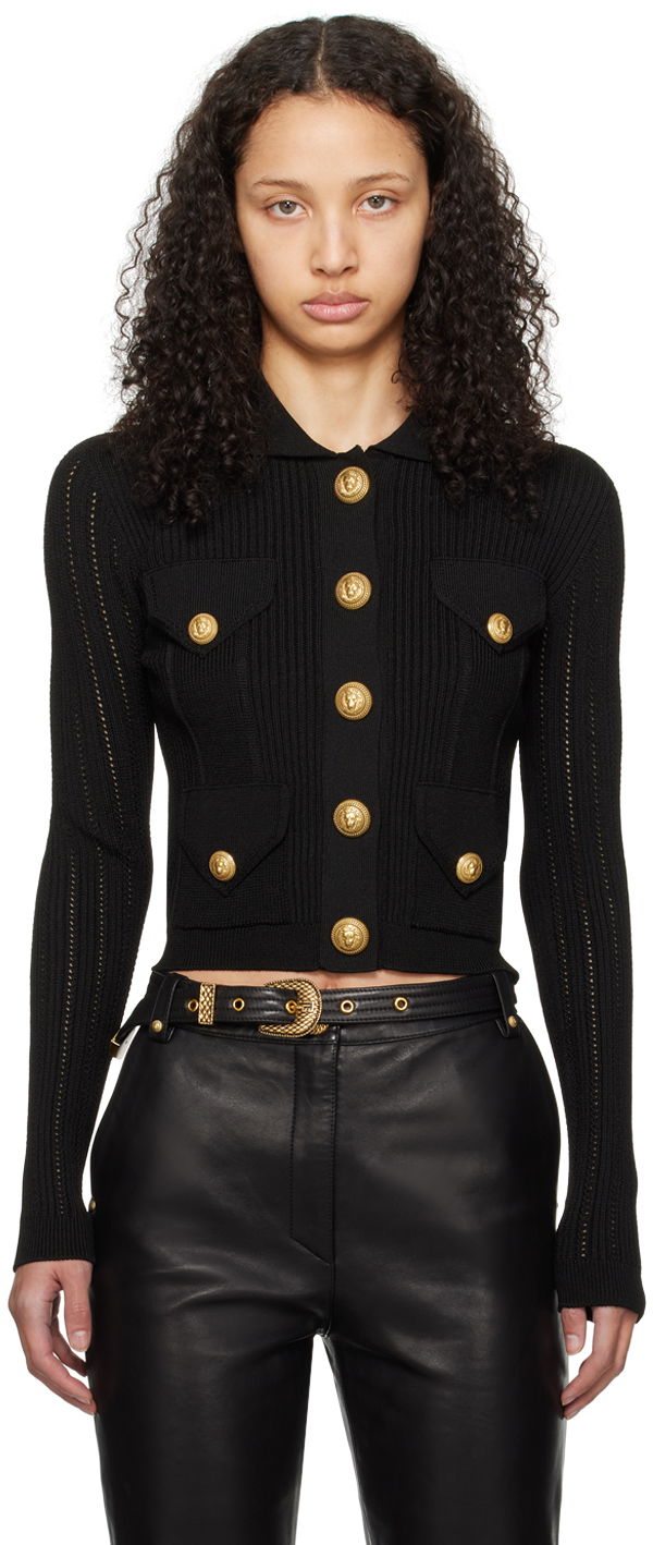 Sweater Balmain Button Cardigan Sort | CF1KL150KF24