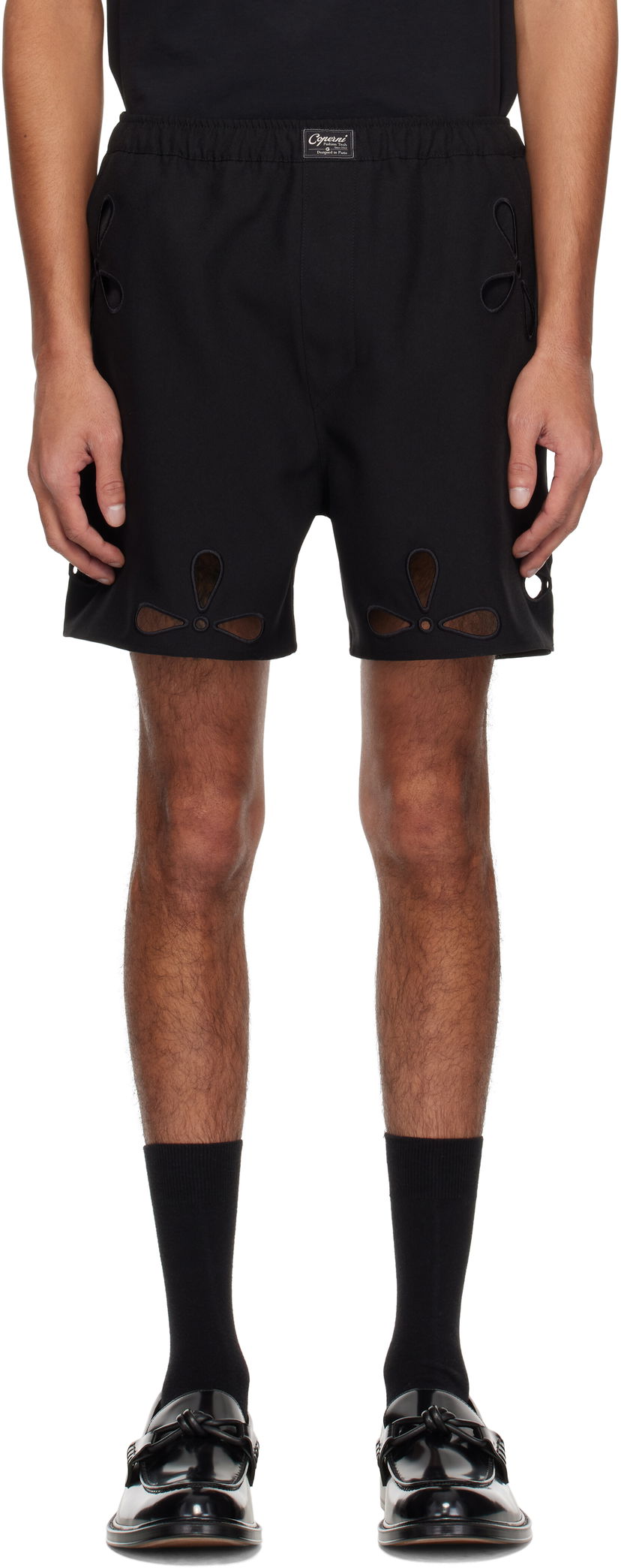 Boksere Coperni Coperni Petal Embroidered Cut-Out Shorts Sort | COPP116F3004MEN