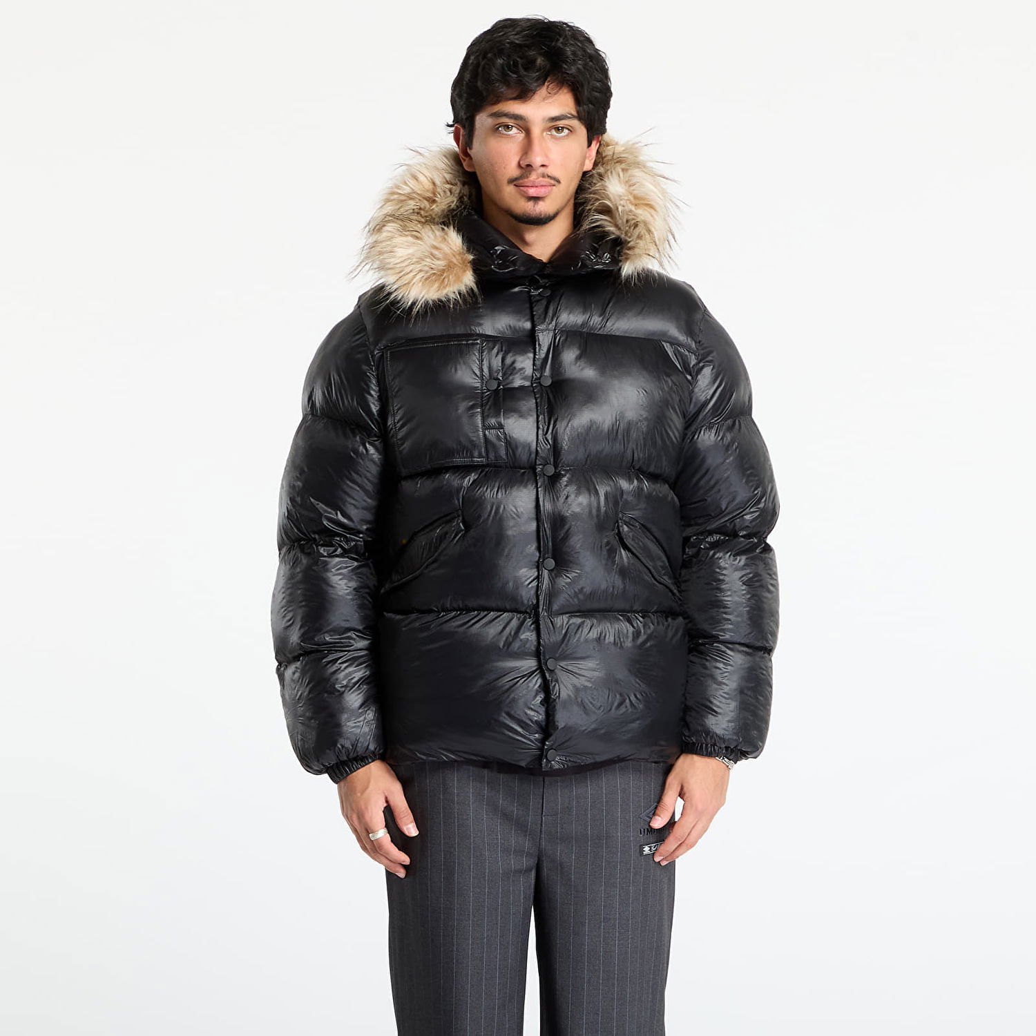 Puffer jakke Umbro Duemila Puffer Jacket with Faux Fur Hood Sort | UBMW0331FA206 BLK0001, 0
