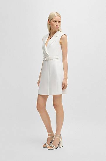 Vest BOSS Sleeveless Blazer Dress with Belt Hvid | 50537609, 1