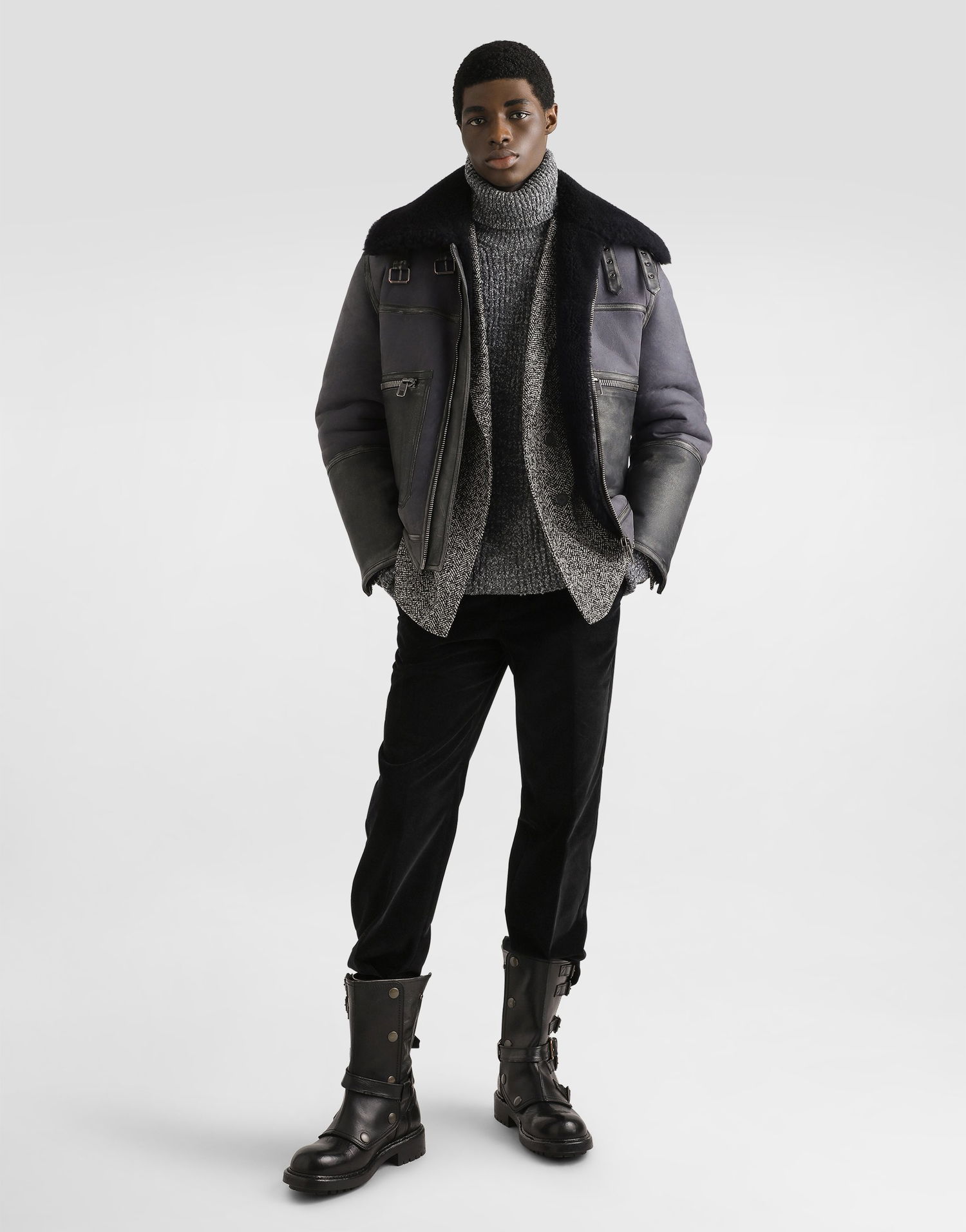 Bomberjakke Dolce & Gabbana Dolce & Gabbana Shearling Bomber Jacket Blå | G9BTELFUP93M0406, 1
