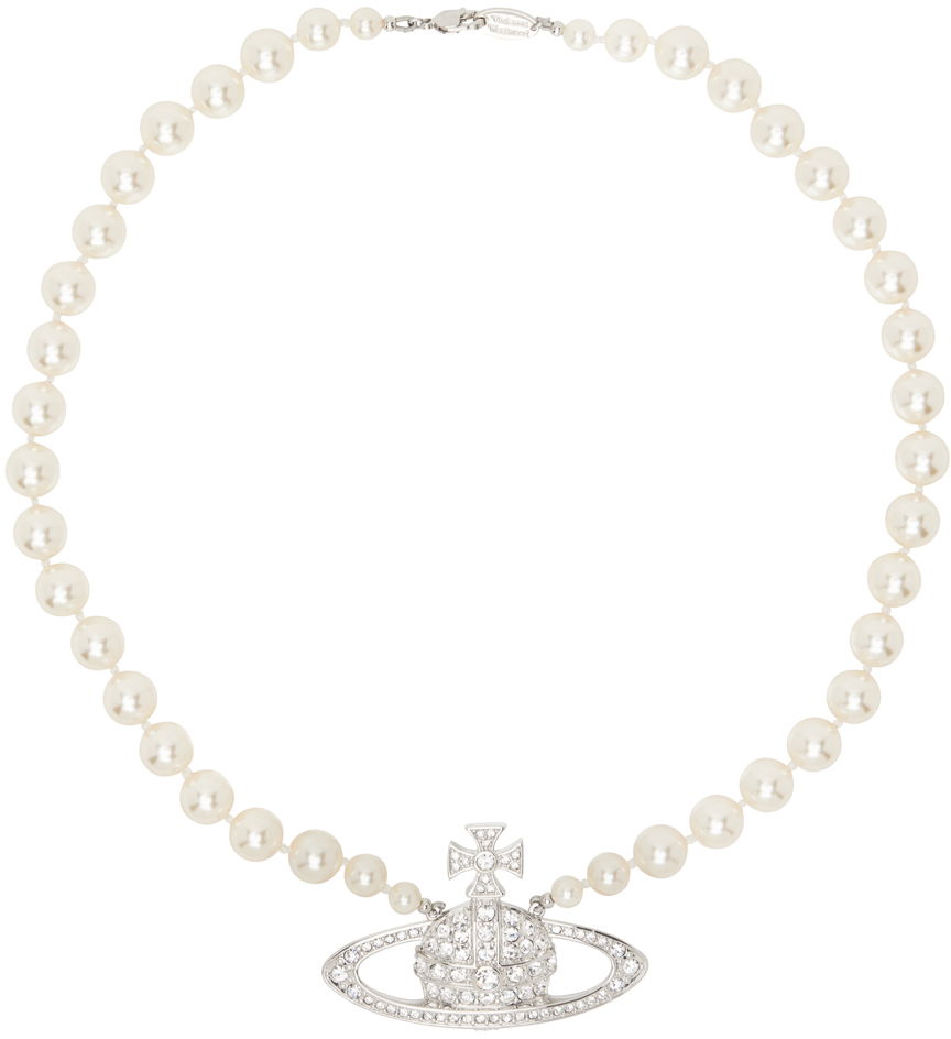 Halskæde Vivienne Westwood Vivienne Westwood Pearl Bas Relief Choker Necklace Hvid | 63010099-02P104-CN, 0