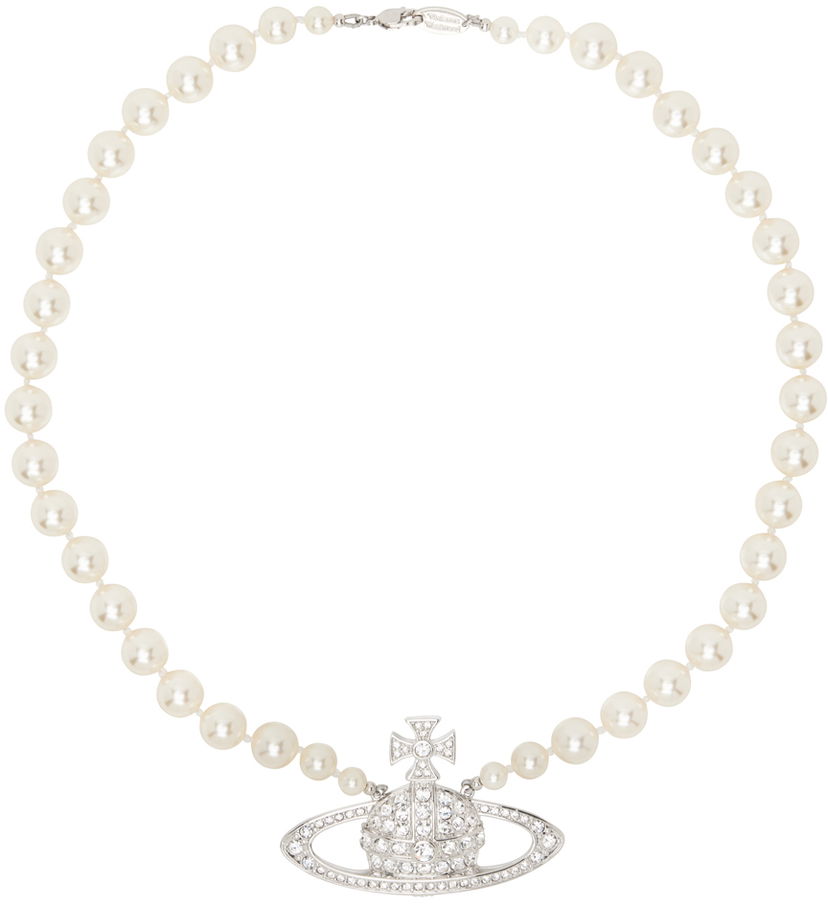Halskæde Vivienne Westwood Vivienne Westwood Pearl Bas Relief Choker Necklace Hvid | 63010099-02P104-CN