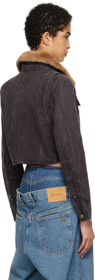 Jakke Alexander Wang Alexander Wang Workwear Cropped Denim Jacket with Shearling Collar Brun | 1WC4242501, 2