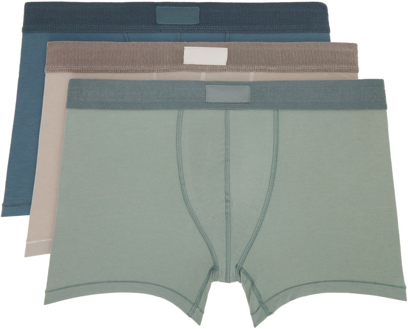 Boksere SKIMS SKIMS Cotton Boxer Briefs - Three-Pack Grøn | BO-BBR-5634M-STONE MULTI