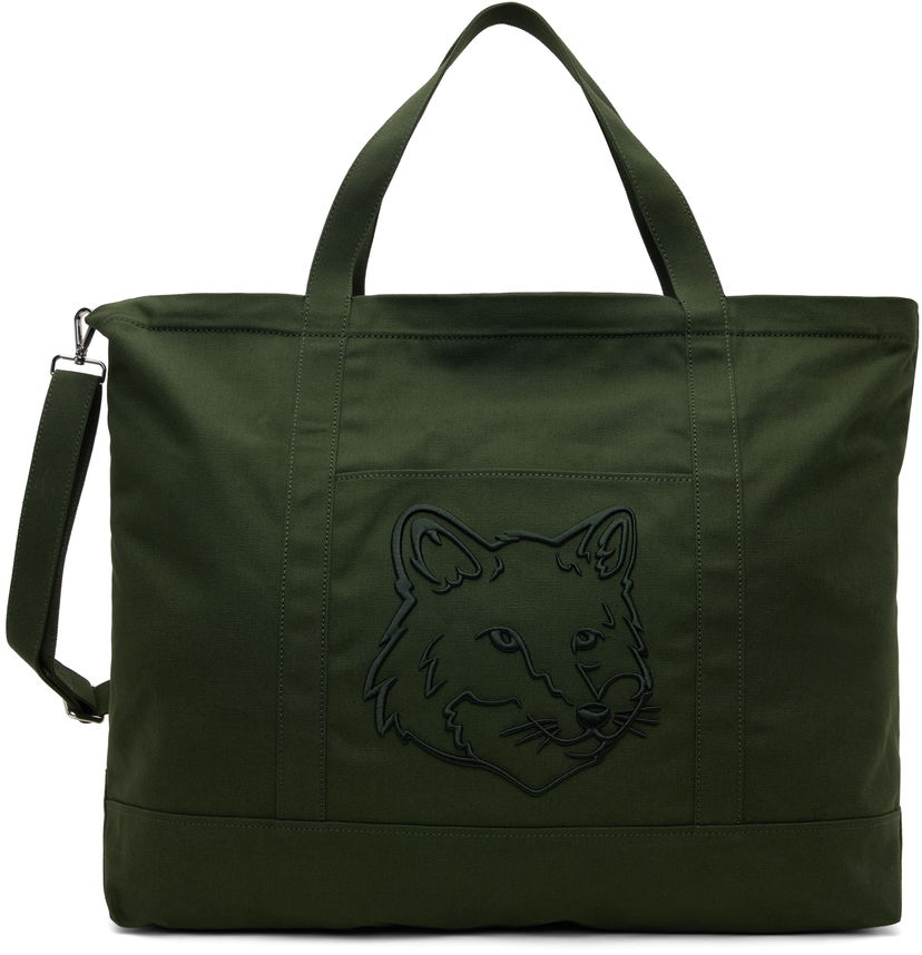Mulepose MAISON KITSUNÉ Fox Head XL Tote Bag Green Grøn | LW05105WW0107