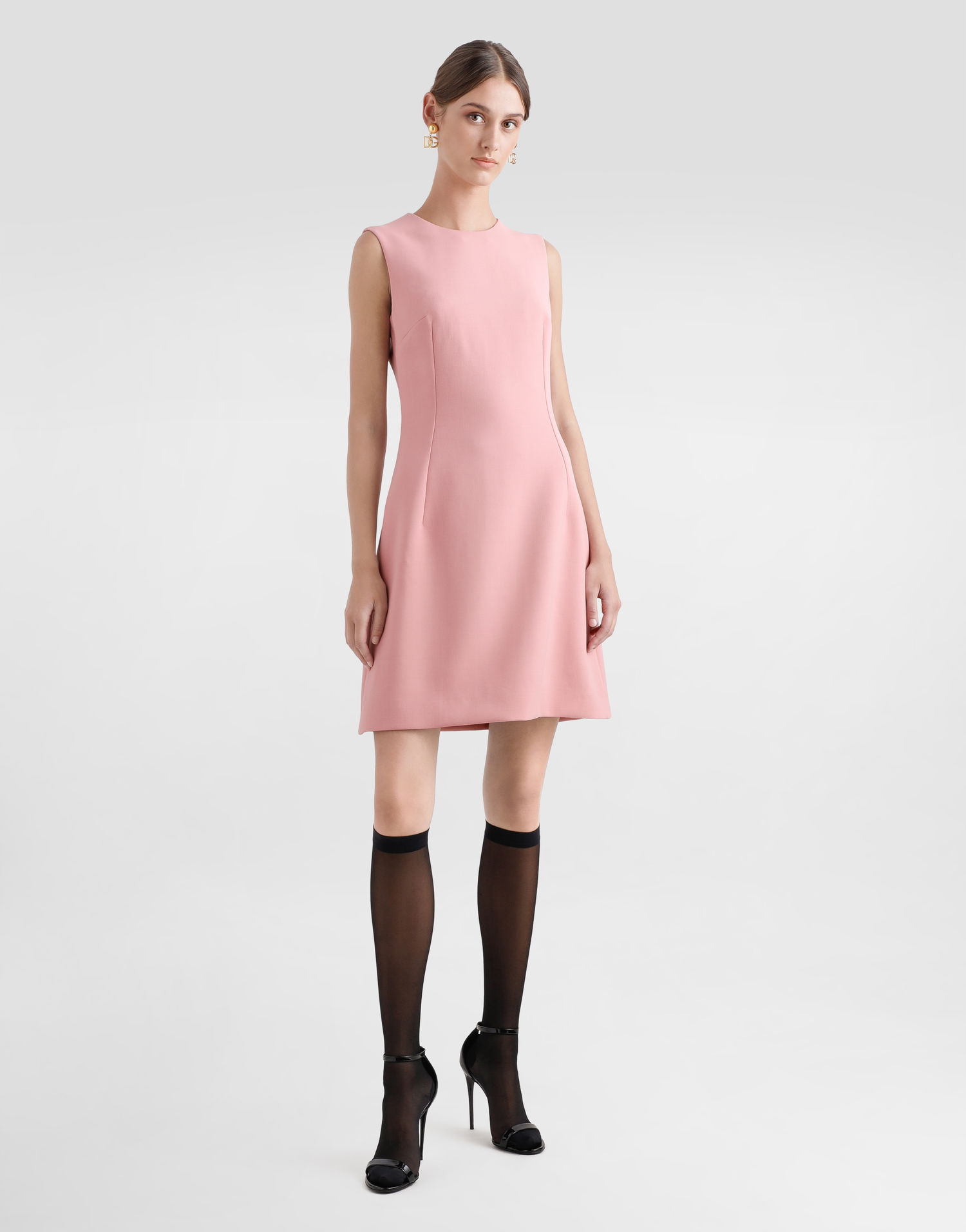 Kjole Dolce & Gabbana Dolce & Gabbana Wool Crepe Fit-and-flare Midi Dress Lyserød | F6TMMTFU2L8F0473, 1