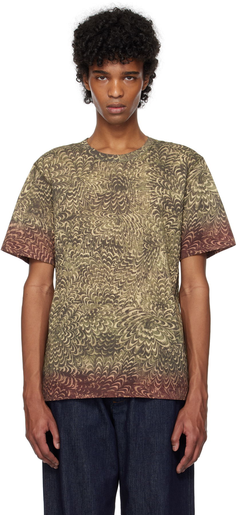 T-shirt Dries Van Noten Dries Van Noten Printed Cotton T-Shirt Grøn | 251-021145-1609