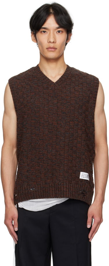 Sweater Maison Margiela MM6 Maison Margiela V-Neck Sweater Vest Brun | SH2FB0026 M13174, 0