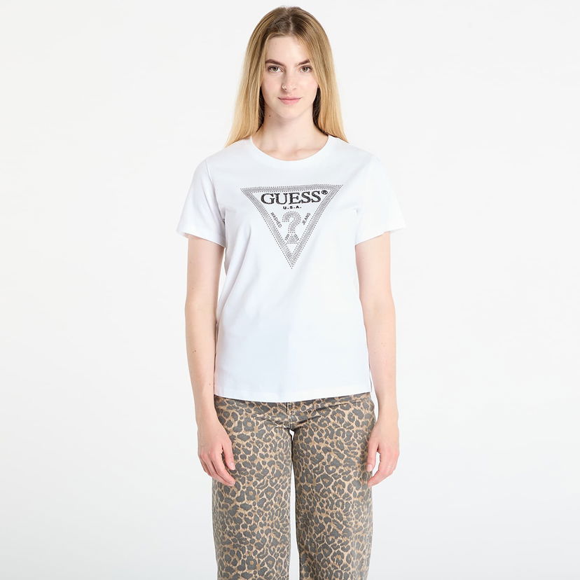 T-shirt GUESS GUESS Krystal Triangle Tee Hvid | W5BI18I3Z14-G011