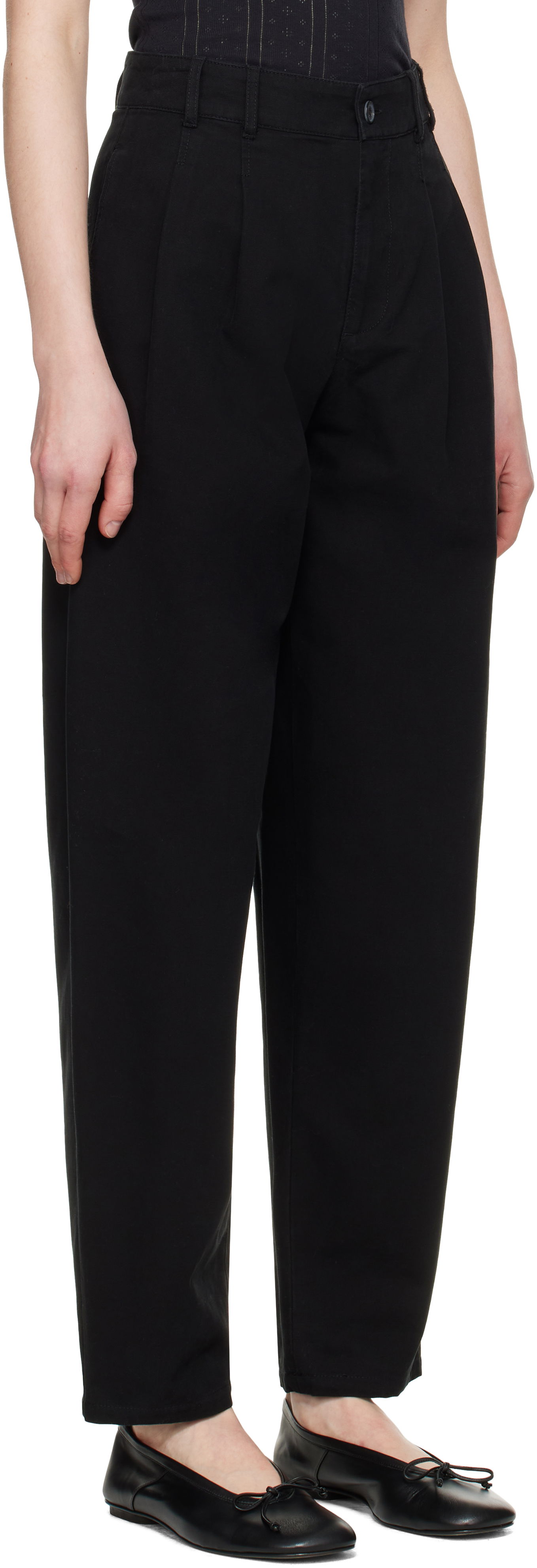 Bukser A.P.C. A.P.C. Willow Pleated Carrot Fit Trousers Sort | COGBJ-F08486, 1