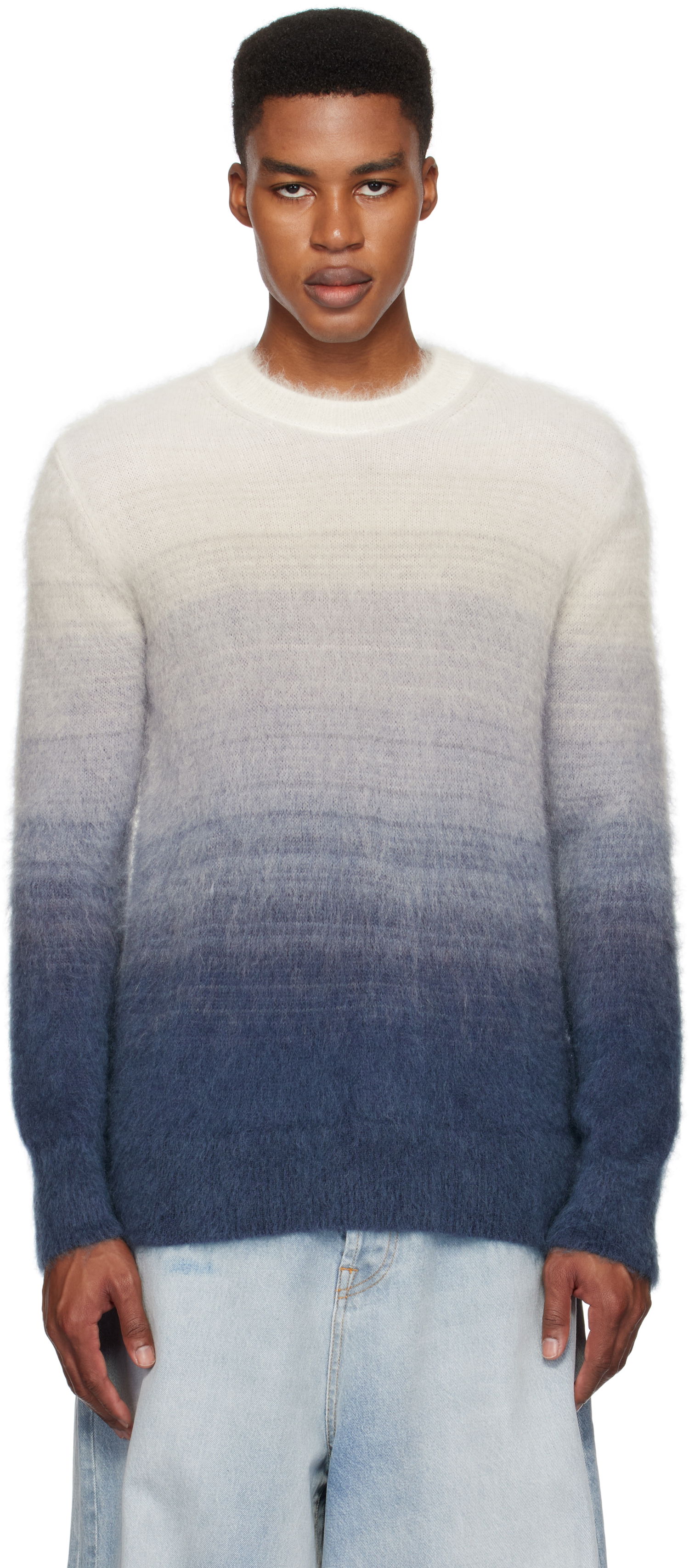 Sweater Off-White Mohair Gradient Sweater Blå | OMHE170F24KNI0010610, 0