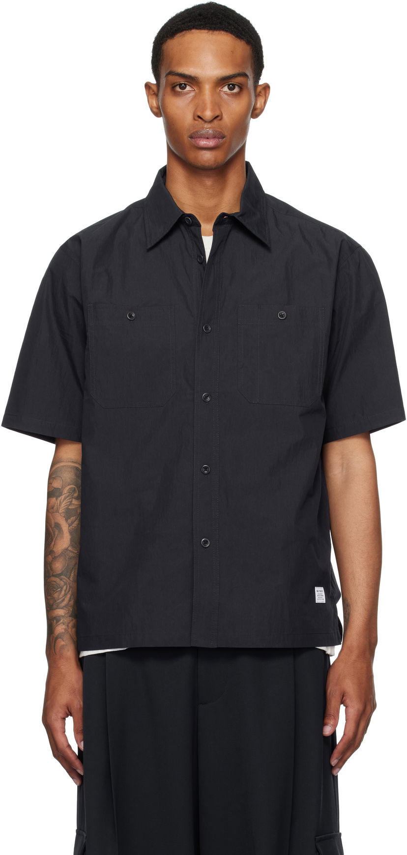 Skjorte NORSE PROJECTS Norse Projects Ivan Tech Poplin Short Sleeve Shirt Sort | N40-0826