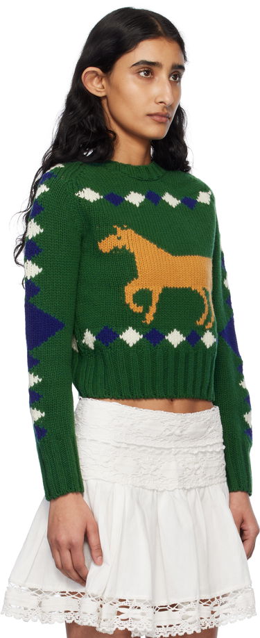 Sweater Bode Bode Diamond Corral Knit Sweater Grøn | WRS25KT015, 1