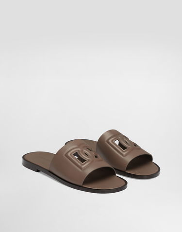 Tilbehør Dolce & Gabbana Dolce & Gabbana Calfskin Slides Beige | A80397AO6028K327, 1