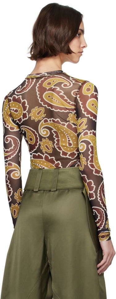 T-shirt JW Anderson JW Anderson Paisley Mesh Long Sleeve T-Shirt Brun | JO0138-PG1788, 2