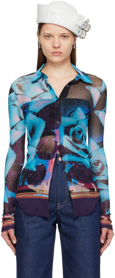Skjorte Jean Paul Gaultier Jean Paul Gaultier Roses Print Mesh Shirt Blå | 24/25-U-CH013-T547-275020, 0