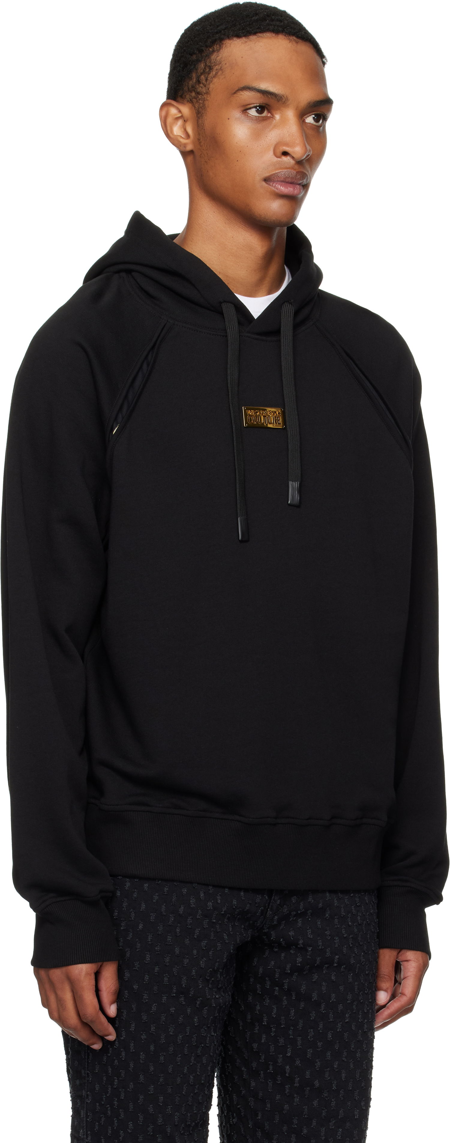Sweatshirt Versace Outline Barocco Relaxed-Fit Hoodie Sort | E78GAI314_EF0010, 1