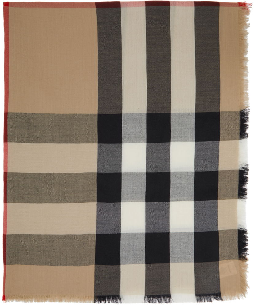 Tørklæde Burberry Lightweight Cashmere Check Scarf Beige Beige | 8024500
